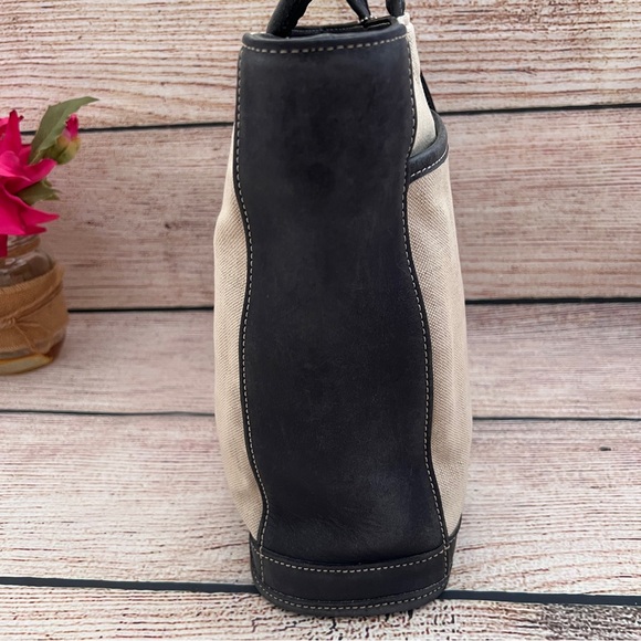 COACH vintage vtg blue leather linen canvas bleeker shoulder bag 6122 - Picture 5 of 16